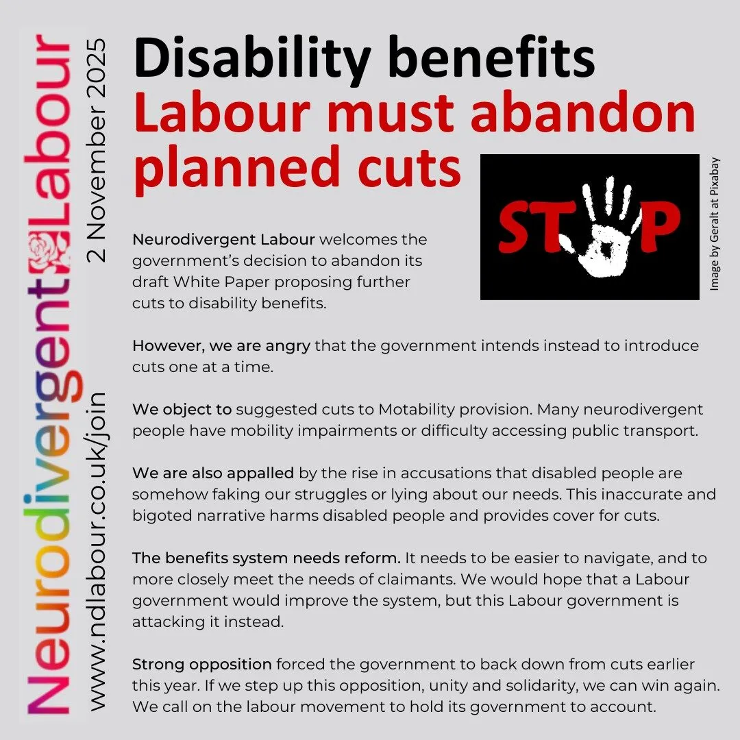 DISABILITY BENEFITS: LABOUR MUST ABANDON PLANNED CUTS 2 ND Labour benefits 021125
